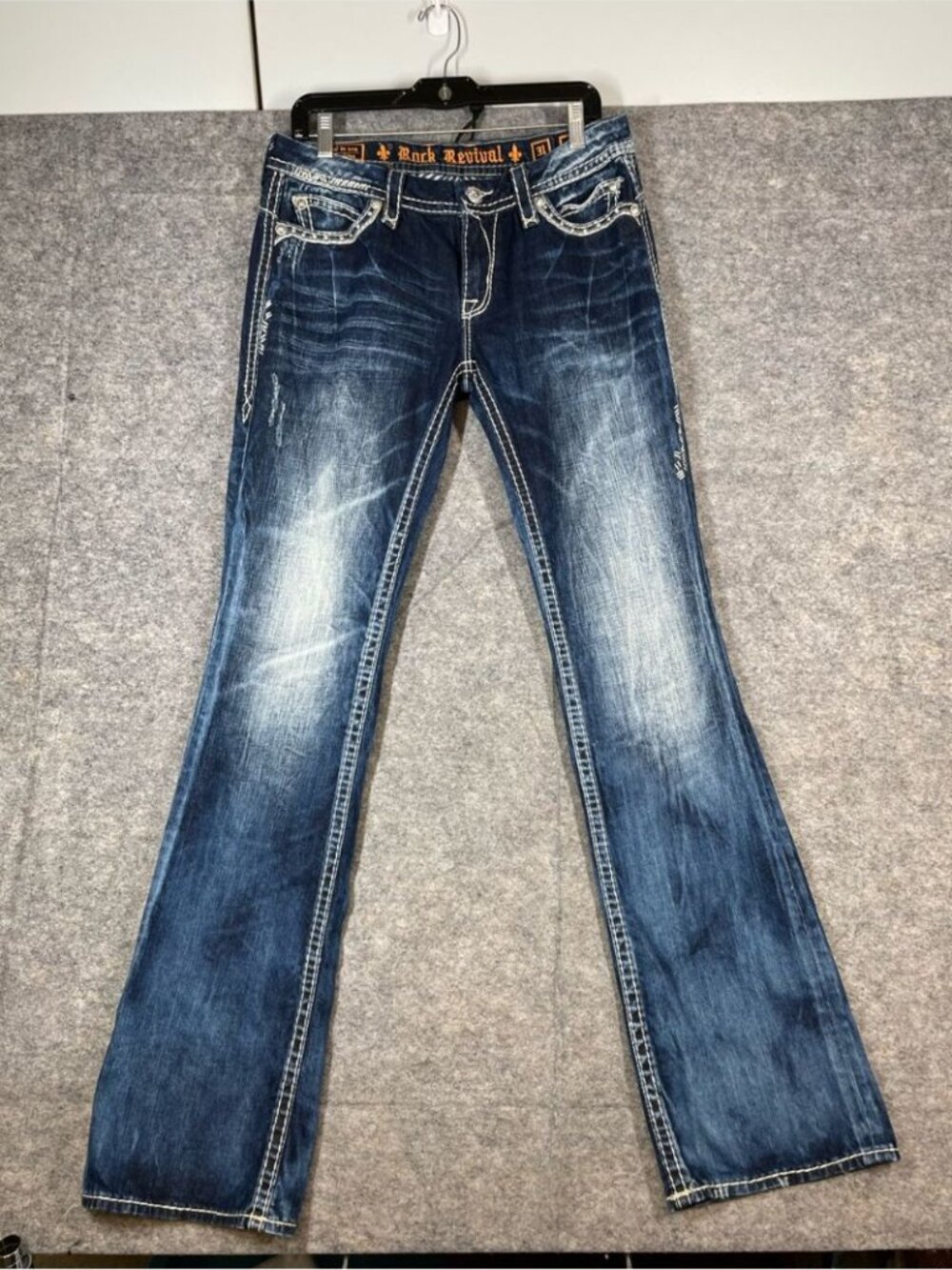 Rock Revival Gloria Boot Jeans Blue 31 Y2K Western Distressed Denim Festival - Picture 2 of 16